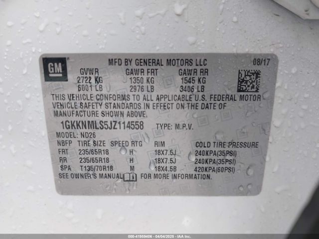 1GKKNMLS5JZ114558 GMC Acadia Slt-1