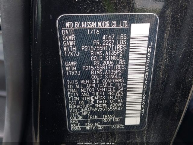 JN8AF5MVXGT656547 Nissan 2016