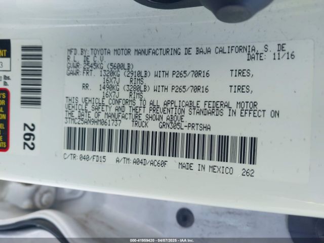 3TMCZ5AN9HM061737 Toyota Tacoma Trd Off Road
