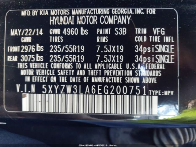 5XYZW3LA6EG200751 Hyundai Santa Fe Sport 2.0l Turbo