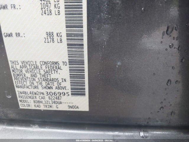 1N4BL4EW2PN306995 Nissan Altima Sl Intelligent Awd