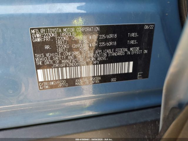 JTM16RFV3ND065595 Toyota Rav4 Hybrid Se