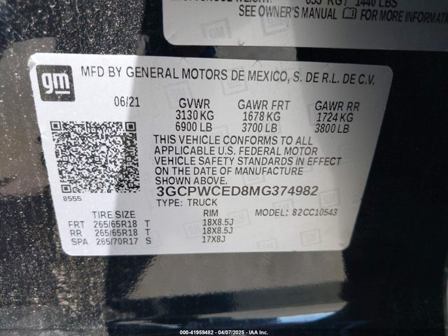 3GCPWCED8MG374982 Chevrolet Silverado 1500 2wd  Short Bed Lt