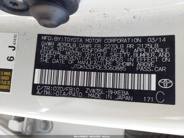 JTDKN3DP0E3060885 Toyota PRIUS PLUG-IN