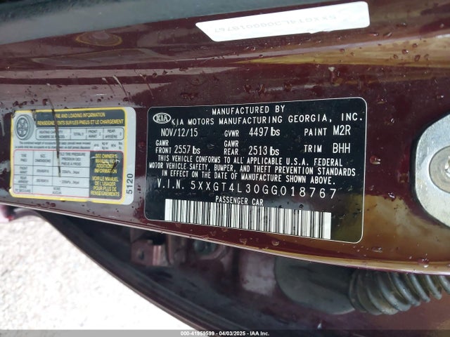 5XXGT4L30GG018767 KIA Optima Lx