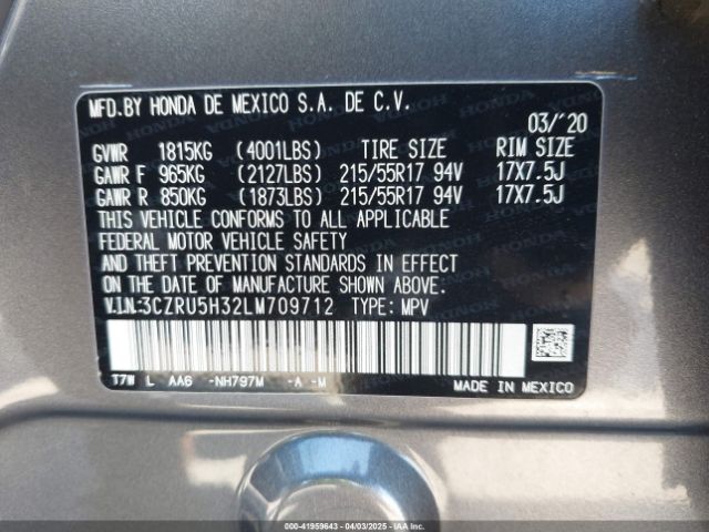 3CZRU5H32LM709712 Honda Hr-v 2wd Lx