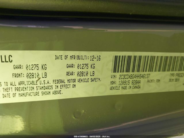 2C3CDXBG4HH546137 Dodge Charger Se Rwd
