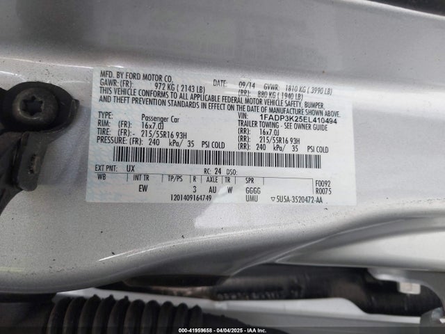 1FADP3K25EL410494 Ford FOCUS SE