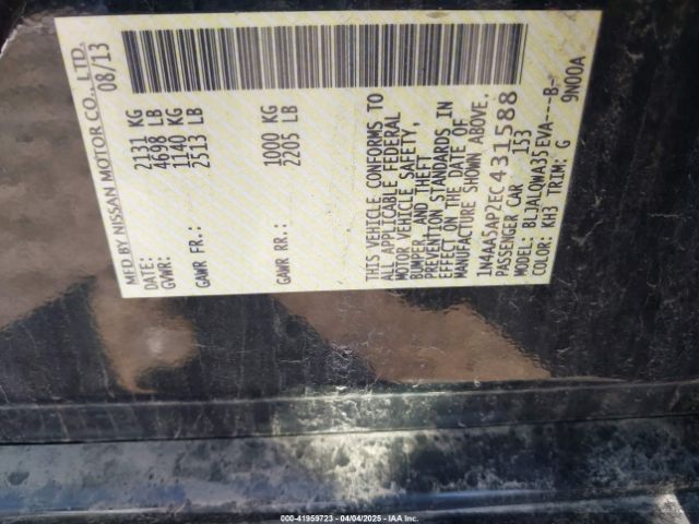 1N4AA5AP2EC431588 Nissan Maxima 3.5 S