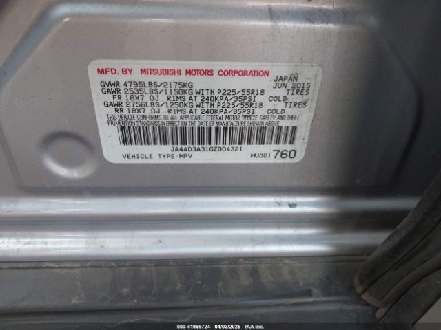 JA4AD3A31GZ004321 Mitsubishi Outlander Se