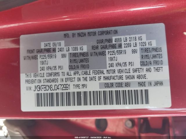 JM3KFBCM8J0472991 Mazda Cx-5 Touring
