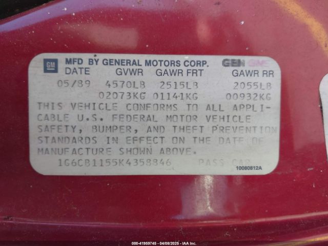 1989 CADILLAC FLEETWOOD 1G6CB1155K4358846 Photo 8