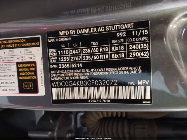 WDC0G4KB3GF032072 Mercedes-Benz Glc 300 4matic