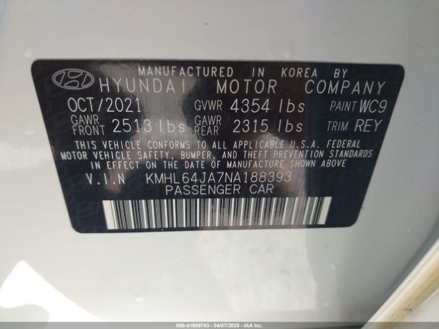 KMHL64JA7NA188393 Hyundai SONATA SEL
