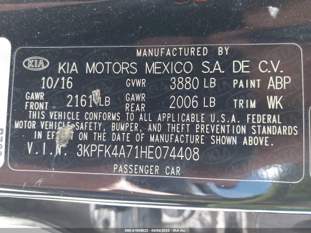 KIA FORTE LX 2017 3KPFK4A71HE074408 Image 9