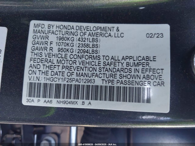 1HGCY1F25PA012963 Honda ACCORD LX
