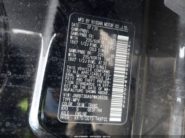 JN8BT3BA6PW426536 Nissan Rogue Sv Fwd