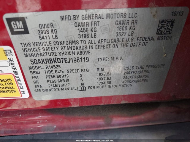 5GAKRBKD7EJ198119 Buick Enclave Leather