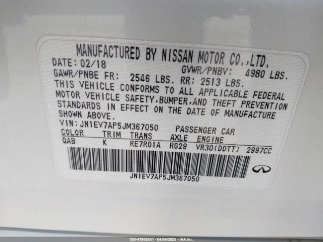 JN1EV7AP5JM367050 Infiniti Q50 3.0t Luxe