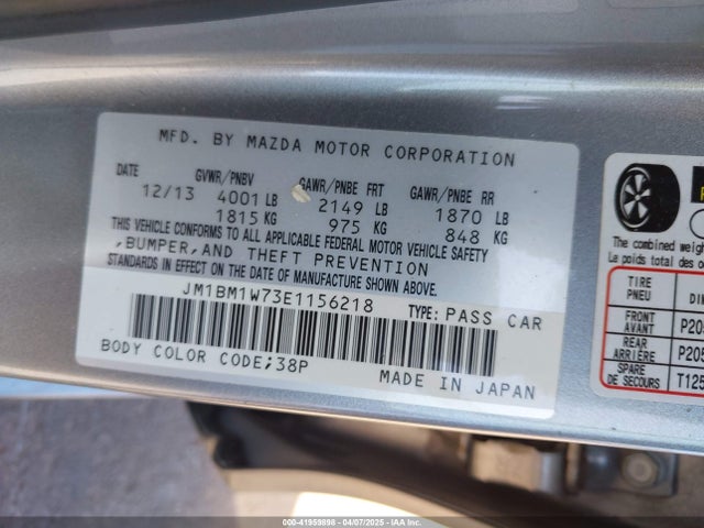 JM1BM1W73E1156218 Mazda pe