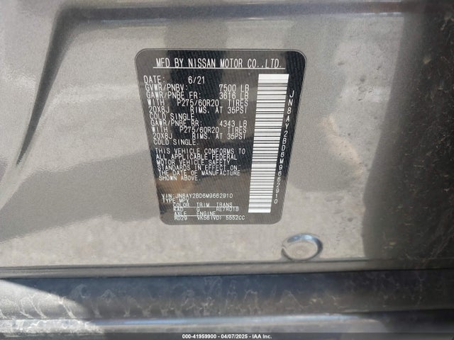 Nissan Armada Sl 4wd 2021 JN8AY2BD6M9662910 Image 9