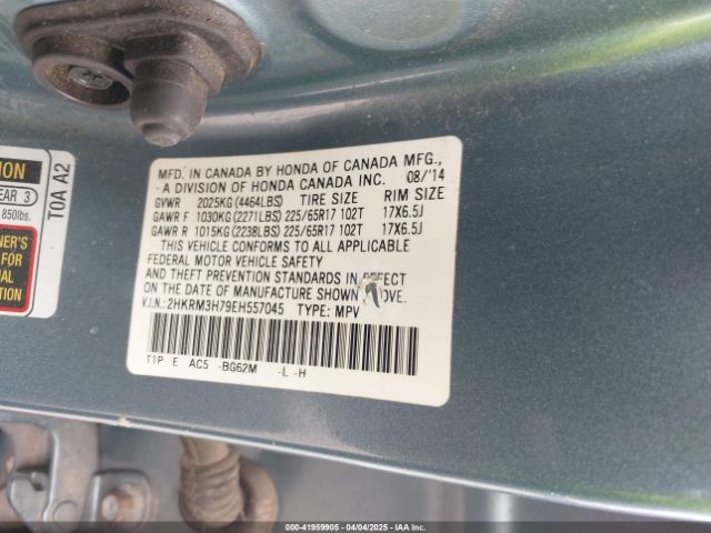 2HKRM3H79EH557045 Honda Cr-v Ex-l