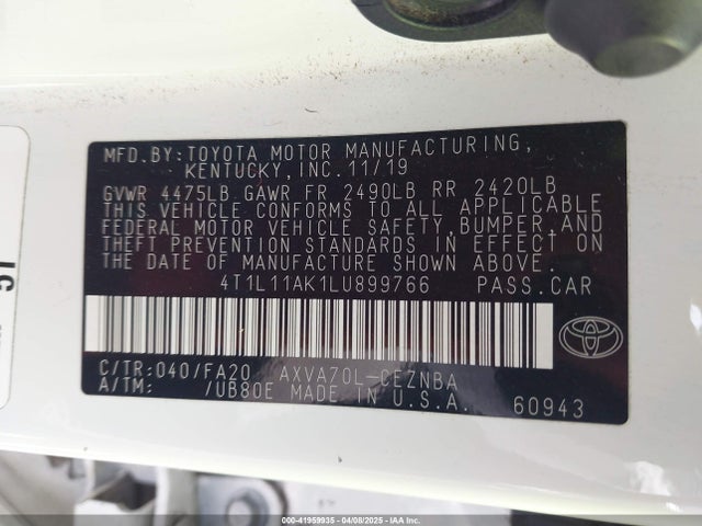 4T1L11AK1LU899766 Toyota CAMRY LE