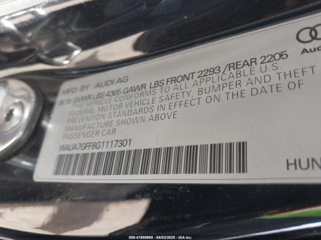 WAUA7GFF8G1117301 Audi A3 1.8t Premium