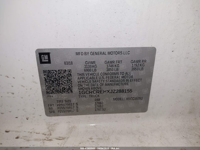 1GCRCREHXJZ288155 Chevrolet Silverado 1500 1lt