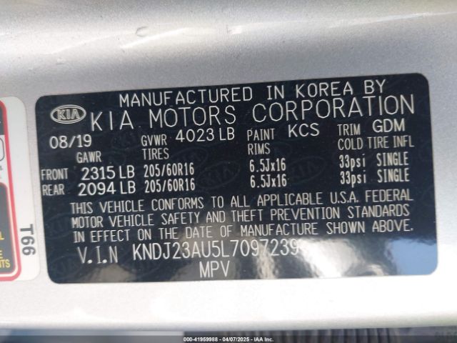 KNDJ23AU5L7097239 KIA SOUL LX