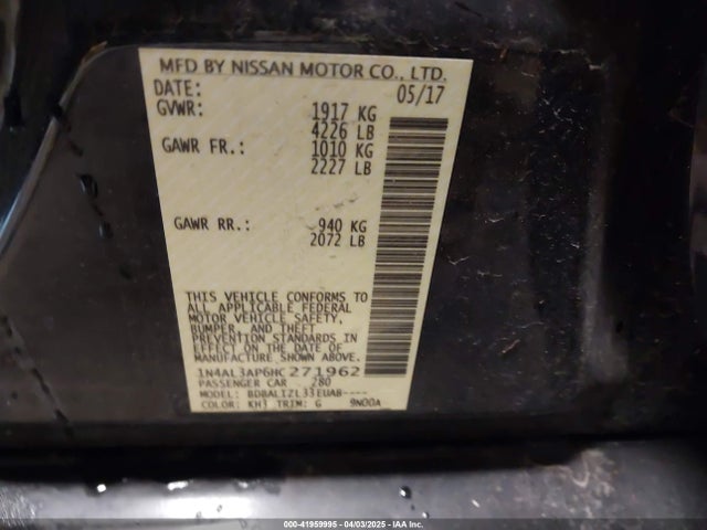 1N4AL3AP6HC271962 Nissan Altima 2.5 Sv