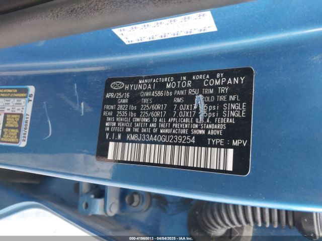 KM8J33A40GU239254 Hyundai TUCSON SE