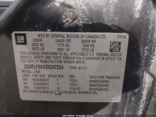 2GNFLFEKXE6247224 Chevrolet EQUINOX 1LT