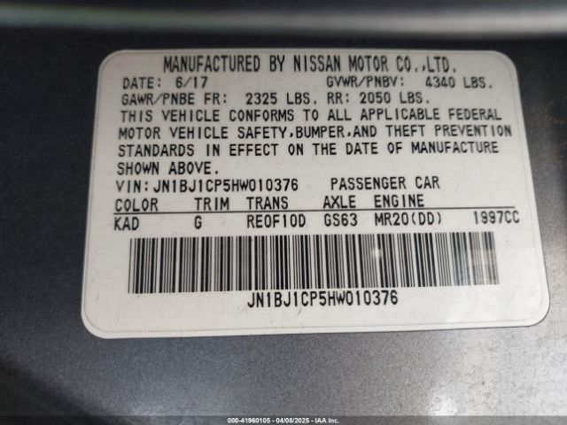 JN1BJ1CP5HW010376 Nissan Rogue Sport S