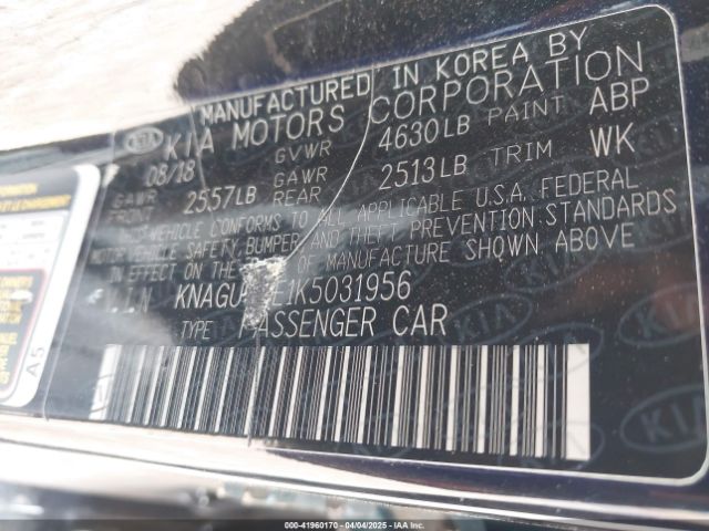 KNAGU4LE1K5031956 KIA gdi nu