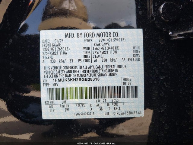 1FMUK8KH2SGB38318 Ford Explorer St-line