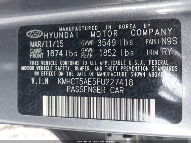 KMHCT5AE5FU227418 Hyundai ACCENT GS