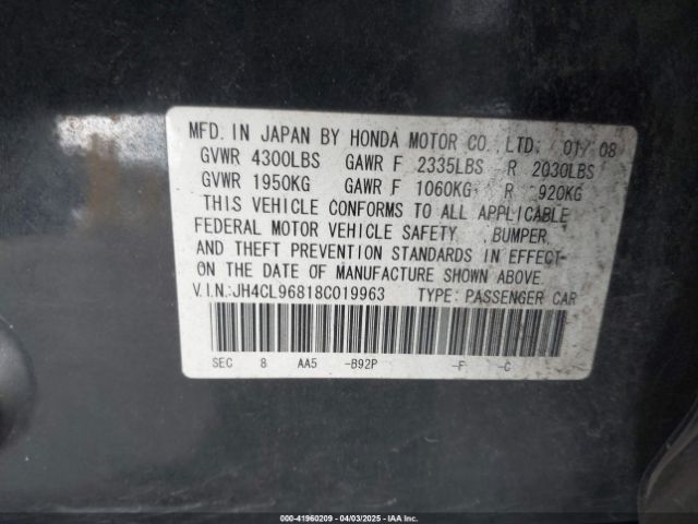 2008 ACURA TSX JH4CL96818C019963 Photo 8