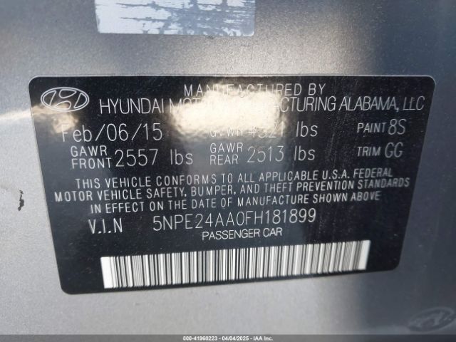5NPE24AA0FH181899 Hyundai SONATA ECO