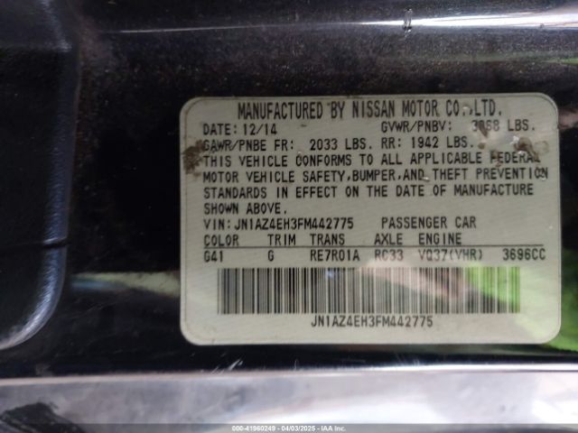 JN1AZ4EH3FM442775 Nissan 370z Touring