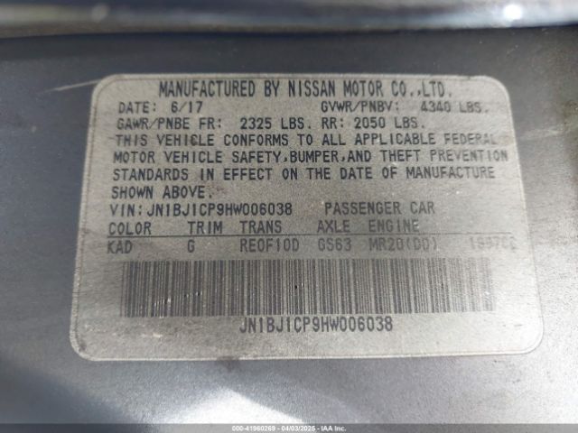 JN1BJ1CP9HW006038 Nissan Rogue Sport Sl