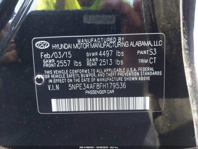 5NPE34AF8FH179536 Hyundai Sonata Limited