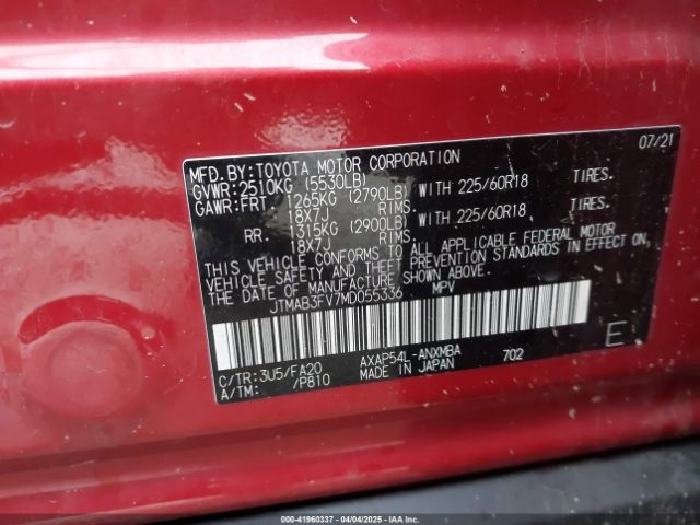 JTMAB3FV7MD055336 Toyota Rav4 Prime Se
