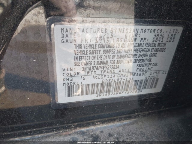 3N1AB7AP4FY372834 Nissan SENTRA SR
