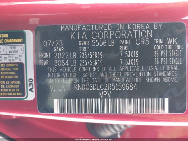 KNDC3DLC2R5159684 KIA Ev6 Wind