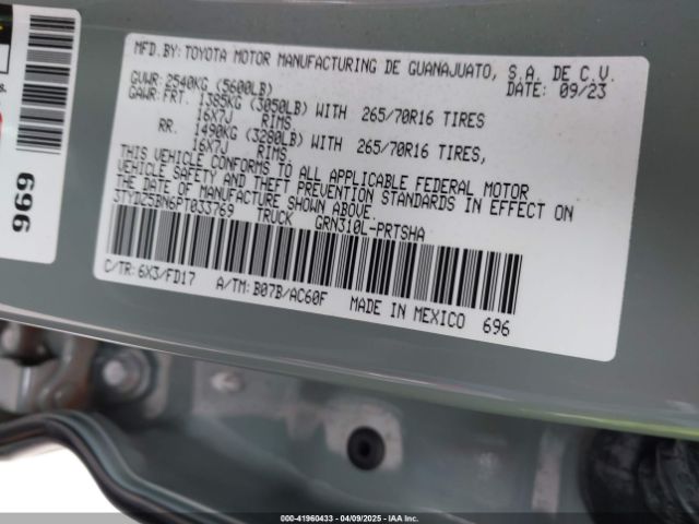 3TYDZ5BN6PT033769 Toyota 2gr-fks