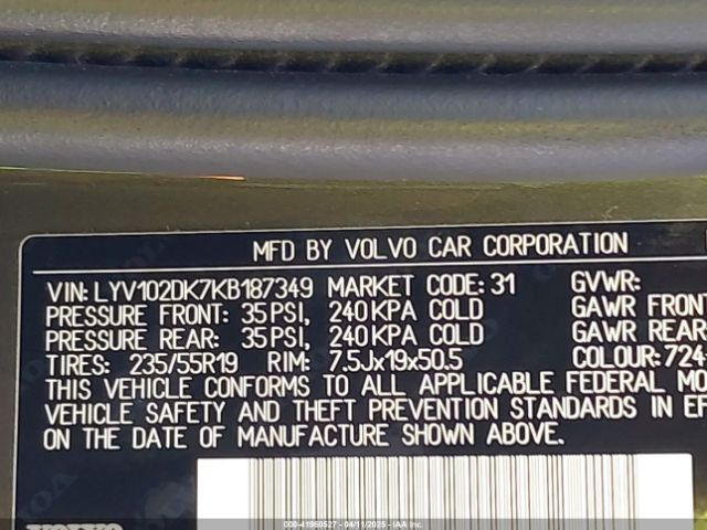 2019 VOLVO XC60 LYV102DK7KB187349 Photo 8