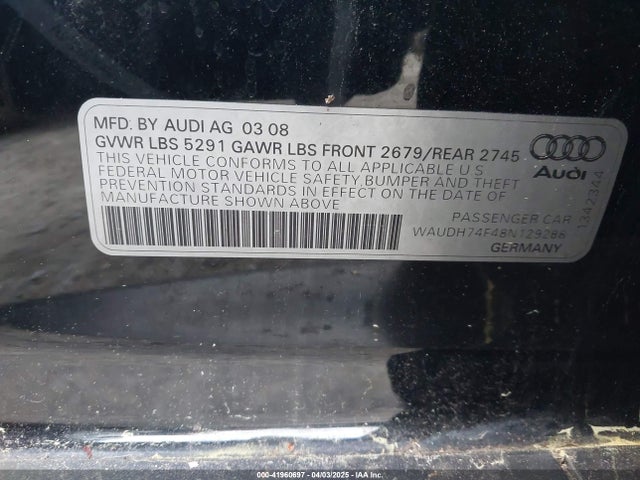 2008 AUDI A6 WAUDH74F48N129288 Photo 8