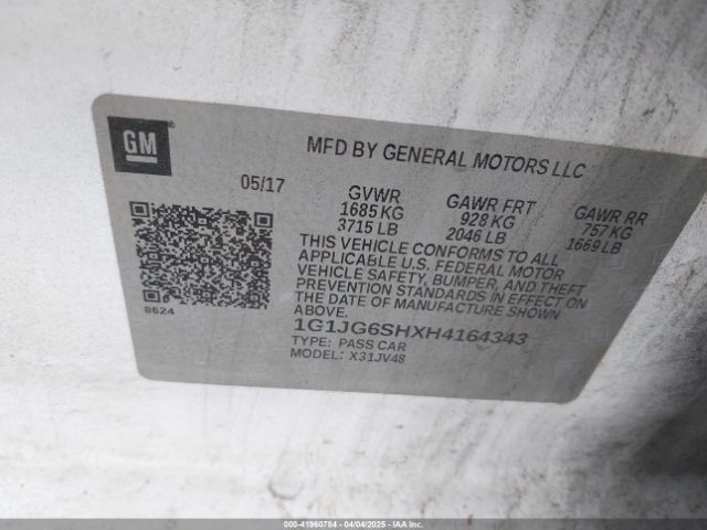 1G1JG6SHXH4164343 Chevrolet Sonic Lt Auto