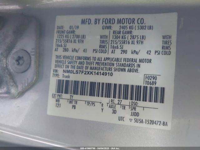 NM0LS7F2XK1414910 Ford Transit Connect Xlt